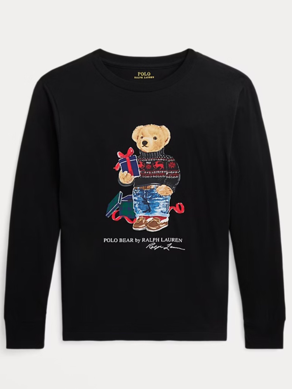 EUC Polo Ralph Lauren Black Bear Graphic Long Sleeve Shirt - Size 2T